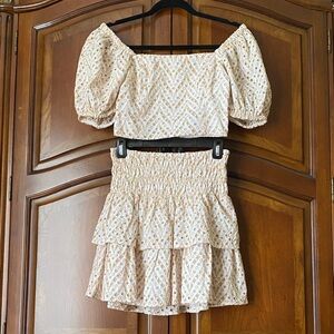 Lilly Pulitzer Cream and Gold Off-Shoulder 2-Piece Dress